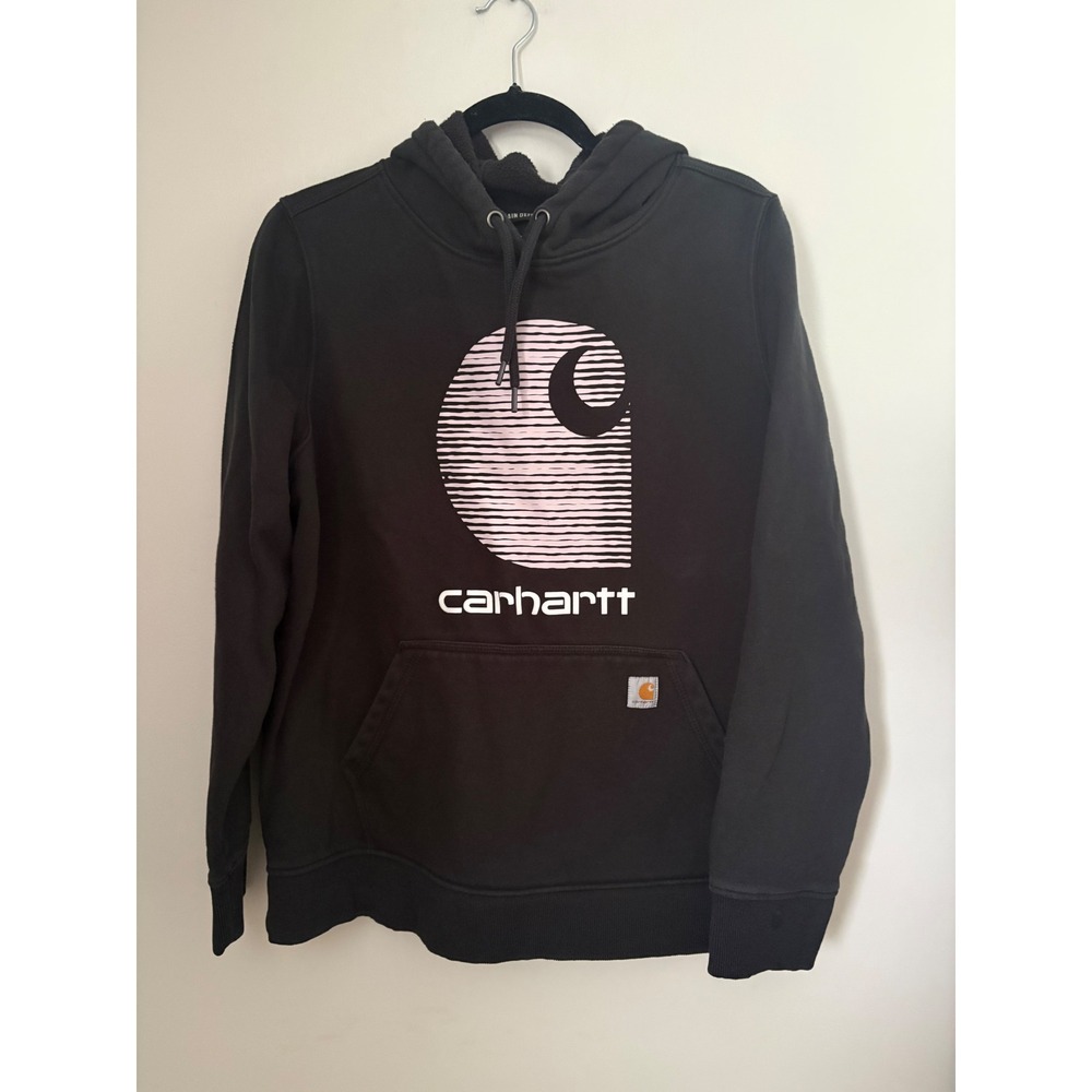 Carhartt Rain Defender Relaxed Fit Hoodie Black Graphic Logo Boys XL 16-18